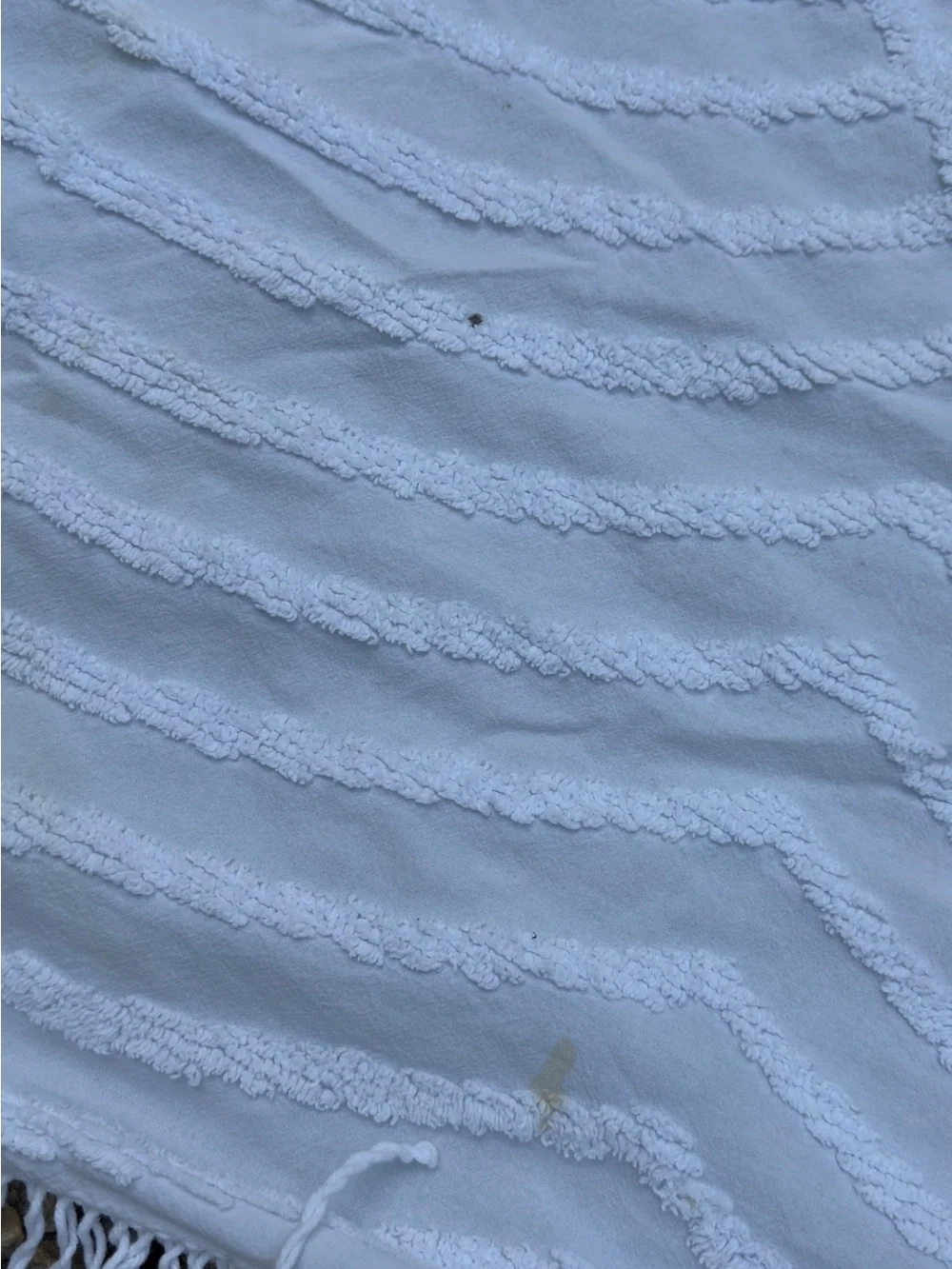 White Chenille Fringe Bedspread